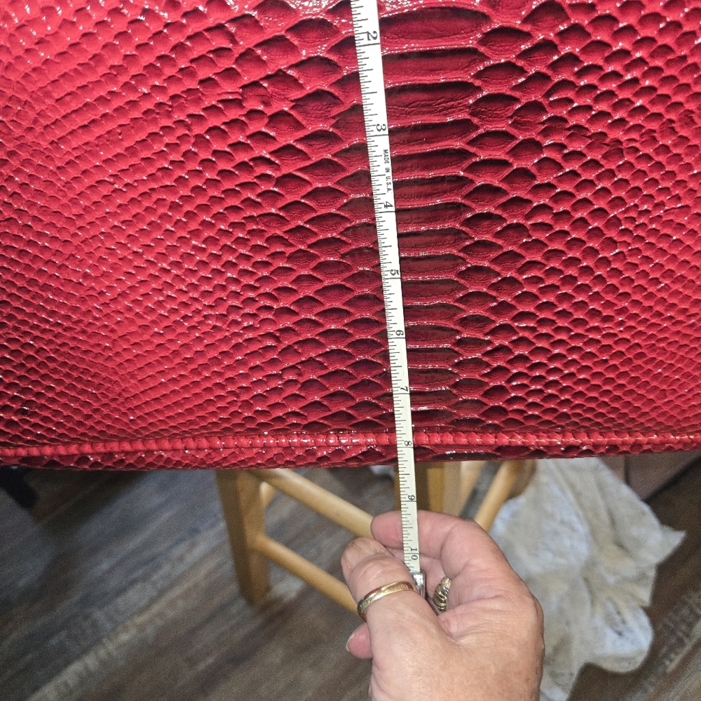SAMANTHA BROWN - TOTE- Weekender - elegant Red and Black Croc Embossed Gold - Picture 5 of 16